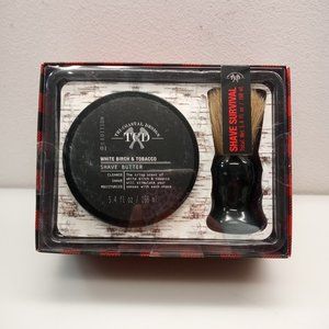 MENS WHITE BIRCH SCENTED TOBACCO DELUXE SHAVING KIT 5.4OZ SHAVE BUTTER AND BRUSH